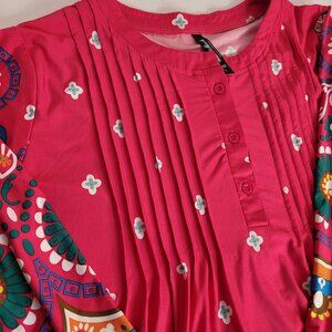 White Mark Women's Plus 3XL Lucy Tunic Top Pink 3/4 Sleeves with Pockets